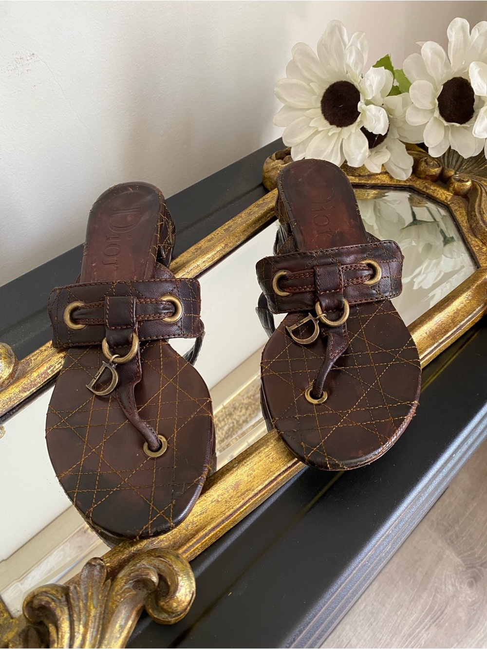 DIOR BROWN LEATHER SANDALS